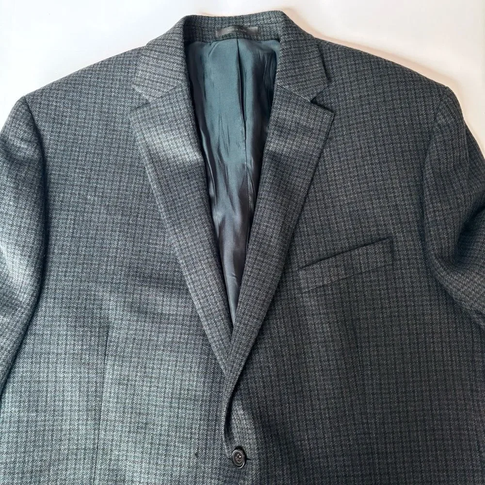 Lauren Ralph Lauren Men's Blue/Black Plaid Wool Sport Coat Size 48R 2 button